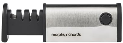Morphy Richards 4 Stage Retractable Knife Sharpener, Stainless Steel, 4-in-1 Design, Easy Store, Non-Slip Base, Lightweight, Blade Prep, Sharpening, Honing, Scissor Sharpening, 868752