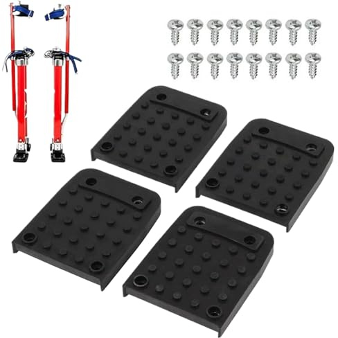 Stilts Foot Pads, Pack of 4, Non-Slip Steps, with 16 Screws and Non-Slip Underlay, for Tripods, Construction, Acrobatics, Stage Performance and Concrete Work
