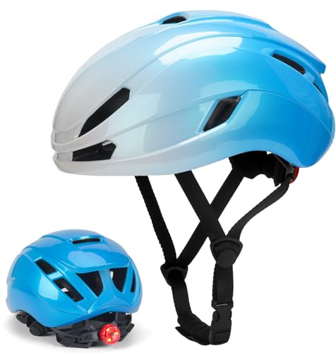 Zamufo Casco Bici LED Regolabile 54-60cm Uomo Donna | ABS antiurto, imbottitura traspirante, 3 modalità luce.