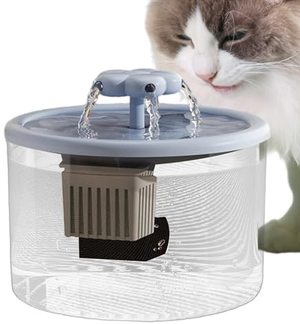 Fontana per Gatti - Dispenser Acqua Animali | Cascata Di Fiori, con Finestre Prospettiche, Automatico Gatto Acciaio con Pompa Ultra Silenziosa, Ultra Silenziosa,Finestra Led, Di F