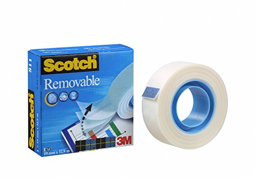 Scotch Ruban adhésif invisible repositionnable 19mm x 32.9m en boîte individuelle Lot de 12