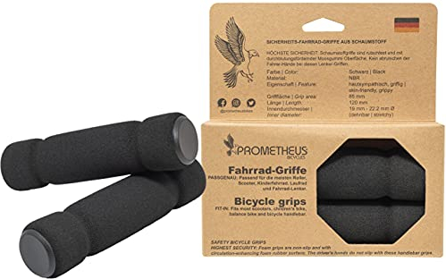 PROMETHEUS FAHRRÄDER Prometheus Schaumstoffgriffe in Schwarz für Kinderfahrräder - Kids Balance Bikes Scooter Lenkergriffe - 19 x 120 mm 2019 Edition