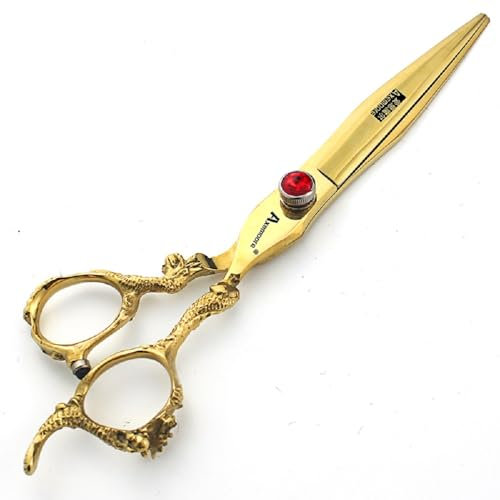 6/7 Zoll Salon professionelle Salon Schere Salon Friseur Haarschnitt Frisur Beschneiden Werkzeuge Japan 440c hohe Härte Edelstahl golden(7 Pollici Piatto-A)