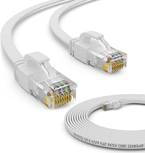 HB-DIGITAL 3m Netzwerkkabel LAN Flach Patchkabel mit RJ45 Stecker Kupfer PROFI Slim flexibel für Gigabit Ethernet kompatibel mit PC, Router, Switch, Modem, TV, Spiel Konsole Weiß