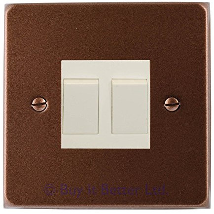 ElekTek Light Switch Cover Plate Double Conversion Powder Coated with Matching Screws - Fusion Bronze