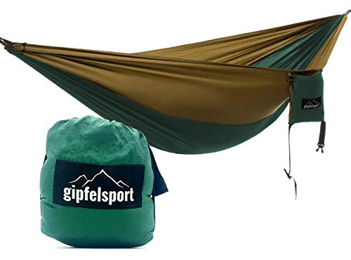 gipfelsport Ultraleicht Hängematte grün/braun Seile