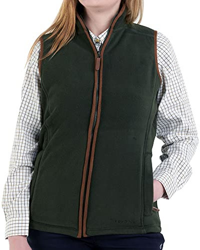 Hazy Blue Premium Womens Sofia Fleece Gilet | Waistcoat | Bodywarmer | Classic Fit Warm Country Gilet Jacket - Green - 18