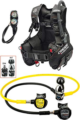 Cressi Start Pro Scuba Set - INT Set Completo de buceador, Negro/Plateado/Amarillo, M