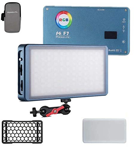 Falcon Eyes F7 RGB LED Mini-Tasche auf Kameralicht 2500K-9000K Bi-Color mit Magnetadsorptionsfunktion und Wabenrahmen für Video- / Foto- / Produktfotografie