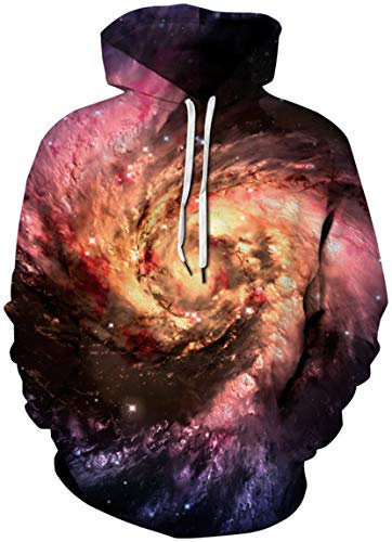 Ocean Plus Uomo Felpe Sportivo Stampa Digitale Galassia Unisex Felpe con Cappuccio Taglia Grossa (S (Petto: 108-128CM), Nebbia a Spirale Viola)