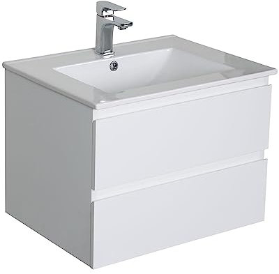 Meuble Salle de Bain 60 cm Suspendu Blanc Sorrento