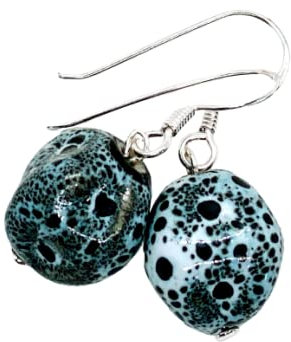 Ohrring Porzellan, Ohrhänger Keramik, 925 Sterling Silber, Keramikschmuck