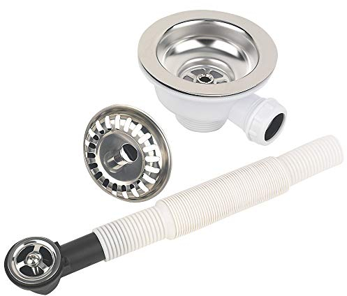 Cooke & Lewis Kitchen Sick Bowl Wast and Overflow Kit with Basket Strainer (1 Bowl or 2 Bowl Sinks) (1 Bowl)