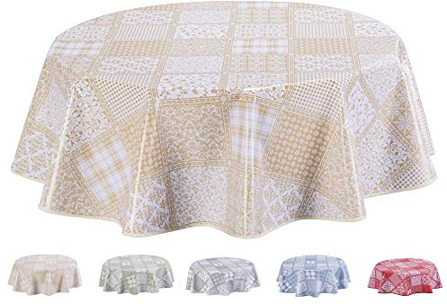 Home Direct Wachstuch Tischdecke Abwaschbar Rund 140cm Beige