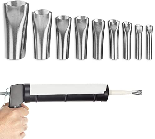 Silikonspritzen Aufsatz Set, 9-teilig, aus Edelstahl, Größen von 5 bis 20 mm, Aufsatz Dichtmittel Kartusche, Kartuschendüsen, Fugendüse, Fugenglätter Kartuschenspitzen, Silikonkartusche Düse Spitzen