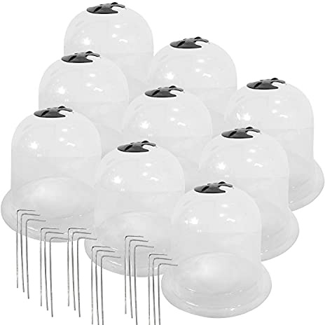 Yerd 9X Pflanzglocke 20cm Pflanzenschutzhaube transparent, Anzuchtglocke, Anzucht-Pflanzhilfe, Pflanzenschutz vor Frost, Schnecken & Vögeln (20cm, 3X 3er Set)