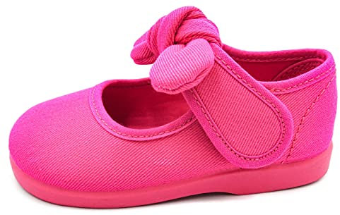 ANDREA RUIZ - Mercedita de Tela para niña con un Lazo de Lona Bebé niña Talla: 20 Color: Fuxia