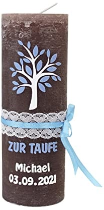 Wiedemann Taufkerze Lebensbaum 190/68mm (Blau)