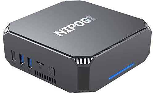 NiPoGi Mini PC con processore Celeron J4125, mini computer 12 GB DDR4 + 128 GB M.2 SSD PC desktop, BT 4.2/Doppio Wi-Fi/Supporta HDD da 2,5, per casa e scuola