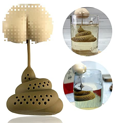 Tee-Ei Geschenk für Teeliebhaber - Weißer Elefant Silikon Teesieb für Losen Tee - Witziger Teebeutelhalter für Weihnachten, Erwachsene - Kot-Form Teefilter