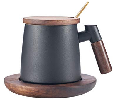 Tazza in ceramica Tazza di ceramica Personalizzazione creativa Tazza di capacità opaca con coperchio con coperchio con cucchiaio con montagne russe squisita tazza di caffè portatile 410ml Casa e uffic