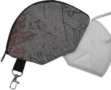 Maskentasche aus Stoff | Waschbares Etui für FFP2 Masken | Hygienische Aufbewahrung für unterwegs | Handgenäht | Masken Etui für Tasche & Rucksack | mit Karabiner | 100% Baumwolle (Pepita Blume)