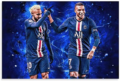 5D Diamant Painting Set FüR Erwachsene Und Kinder Fußballspieler Kylian Mbappe X Neymar Star Poster DIY Diamond Painting Kristall Strass Diamant Stickerei GemäLde 11.8x15.7(30x40cm) Kein Rahmen