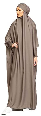 Damen Muslim Roben Einfarbig Lose Muslimisches Kleid Mit Kapuze Islamische Gebetskleidung Kaftan Türkei Islam Dubai Türkei Kleid in voller Länge mit Hijab