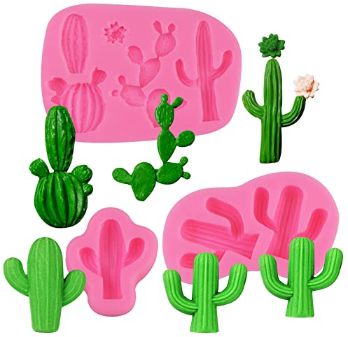 3 Stück Kaktus-Silikon-Fondant-Form für Kakteen, Schokolade, Süßigkeiten, Fondant, Blütenpaste, Zucker, Basteln, Kuchenaufsatz, Dekorationswerkzeuge