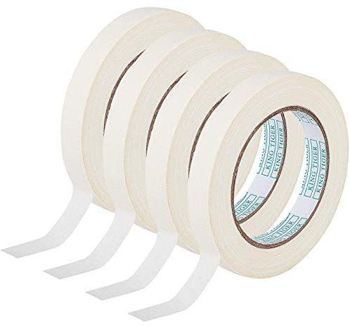 FINGERINSPIRE 4 Rollen Weiße Künstler Klebeband (insgesamt 200m lang 1.5cm breites) Künstler Klebeband für allgemeine Zwecke, Beigefarbenes Maler Klebeband zum Malen, Beschriften, Verpacken, Basteln
