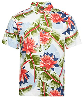 Superdry Herren Kurzärmeliges Hawaiihemd Weiß Bananenblatt M