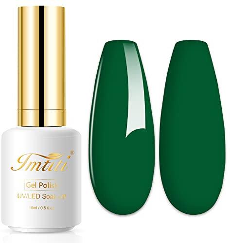 Imtiti Gel Nail Polish, 0.5 Fl Oz Emerald Green LED U V Nail Gel Polish DIY Nail Art Starter Manicure Salon Kit for Women Girls