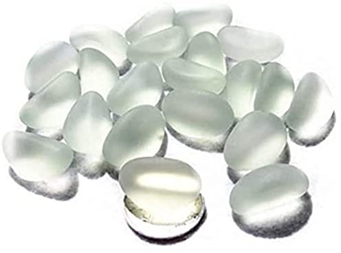 GIVBRO Galets décoratifs en granules de gravier de rivière, mini pierres en verre pour décoration de paysage, jardin, aquarium, blanc, 500 g
