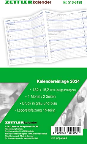 Kalender-Ersatzeinlage 2024 Für Taschenplaner Typ 510