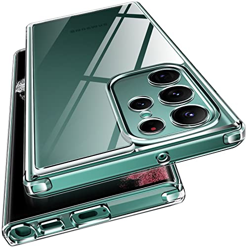 ivoler Anti-Jaunissement HD Clair Coque pour Samsung Galaxy S22 Ultra 5G, [Protection Caméra] Mince Transparent Étui de Protection en Silicone Antichoc, Rigide PC Bumper Housse