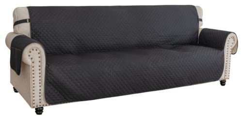 XINEAGE Sofa Überzug, Sofabezug 4 Sitzer Reversible, Wasserdicht Sofabezug, Sofaüberwurf, Sofa Möbel Protector, rutschfeste Sofabezüge für Hunde Haustiere (4 Sitzer, Schwarz)