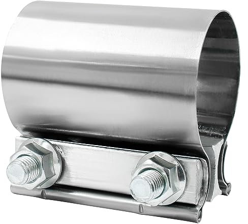 Zorveiio 2 Exhaust Clamp Heavy Duty 304 Stainless Steel Lap Joint Exhaust Pipe Seal Band Clamp Repair Clamp Sleeve Coupler for Emergency Pipe Repair Pack of 1