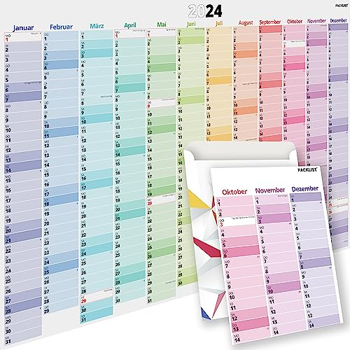 PACKLIST Wandkalender 2024 Groß XXL, Jahreskalender 2024 Wandkalender - Jahresplaner 2024 Gefalzt in Poster Größe - Wandplaner 2024 DIN A1 (84 x 60 cm) - Querformat 2024 Kalender Wand