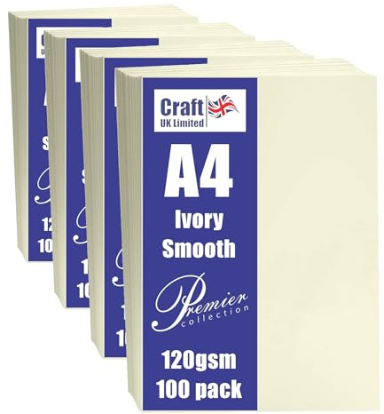 Craft UK W126 Ivory Paper 120 GSM - 100 Sheets (Pack of 4)