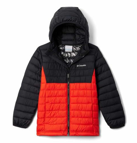 Columbia Youth Boys Powder Lite 2 Hooded Jacket, Spicy/Black, 116