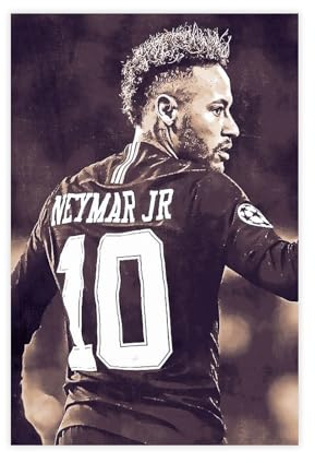 GeDiz Superstar Athlete Neymar Jr Fußball Sport Poster (26) Leinwand Poster Schlafzimmer Dekor Sport Landschaft Büro Zimmer Dekor Geschenk ungerahmt 30 x 45 cm