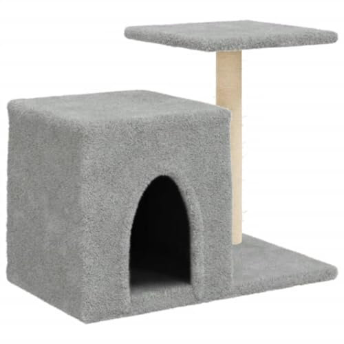 vidaXL Kratzbaum, Katzenbaum mit Sisal Kratzsäulen, Katzenkratzbaum mit weicher Plüsch, Katzenspielturm Katzenturm Katzenmöbel, Hellgrau