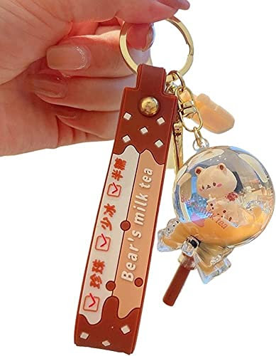 HYKJSHED Kawaii Donut Porte-clés Mignon Bubble Tea Porte-clés Bear Porte-clés Pendentif Poupée for Fille