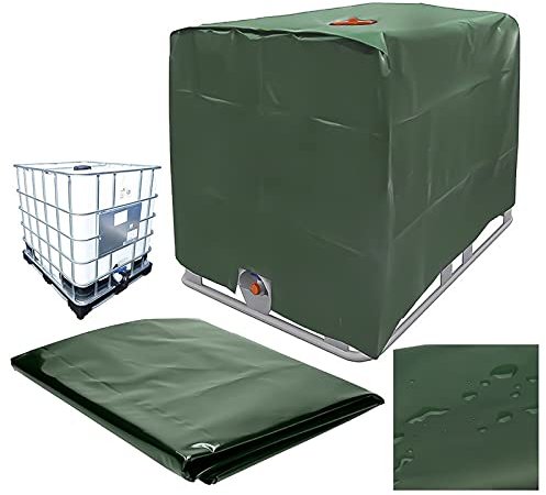 ACAREY IBC Tank Abdeckung IBC Tank Zubehör Für Wassertank 1000L Regentonne, Wassertank Abdeckplane IBC Container Abdeckung 1000 Liter Wassertank Zubehör, UV-Folie IBC Cover, 120 X100 X116 cm (Grün)