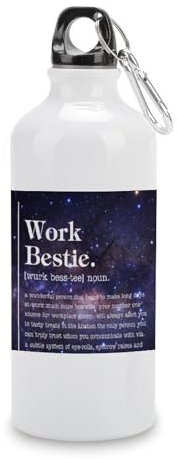 Work Bestie Definition Typographie Sports Water Bottle Work Bestie Definition Bouteille d'eau en acier inoxydable 590 ml Citations amusantes Cyclisme Bouteille d'eau avec mousqueton Clip pour Camping