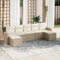 ULUYYUC 7-TLG. Garten-Sofagarnitur, Bodensofa Eckbankgruppe Stehtisch Eckbank Geeignet für Außenbereich Balkon Hinterhof Garten mit Kissen Beige Poly Rattan