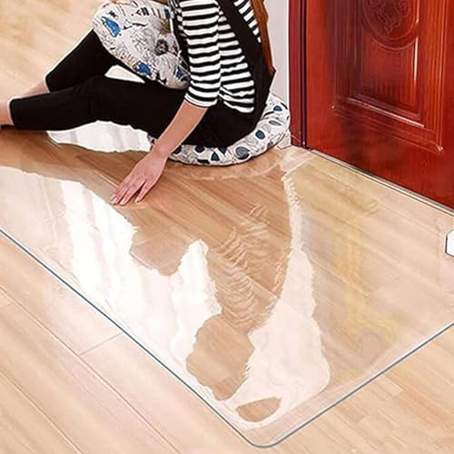 Kratzfest Bodenschutzmatte Eingang Bodenmatte PVC 1.5mm Dauerhaft Transparent Bürostuhl Matte Hohe Schlagzähigkeit Stuhlunterlage für Hartböden,Leicht Zu Reinigen (60cm×100cm)
