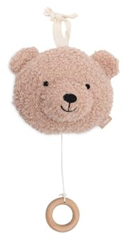 Jollein Spieluhr Baby Teddy Bear - Wild Rose - Stoff Musikanhänger - Für Mädchen und Jungen - Baby Musikspielzeug - Kuscheltier mit Musik
