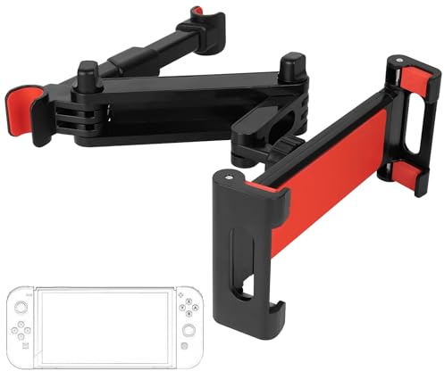 GEEKRIA Staffa per poggiatesta per Auto Compatibile con Nintendo Switch/Switch OLED/Switch Lite e Altri Mini Tablet, Staffa per Poggiatesta Regolabile, Sedile Posteriore per Auto Universale (Rosso)