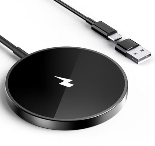 15W Wireless Charger iPhone, Mag-Safe Charger Wireless Charging Pad Magnetic Wireless Charger Wireless Charger Pad for iPhone 16/15/14/13/12/11/Pro Max/XR/X/8 Plus Series AirPods 3/2/Pro, Black
